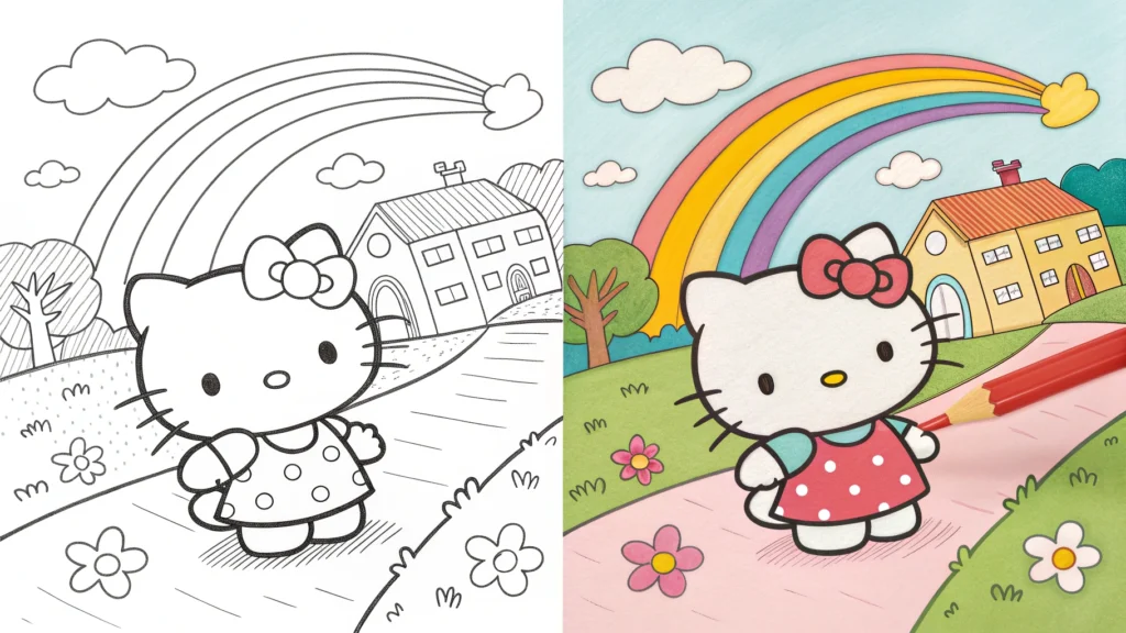 Hello Kitty Coloring Pages​