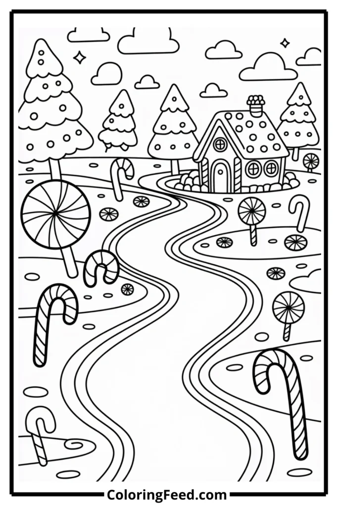 Candy Cane Wonderland Coloring Pages