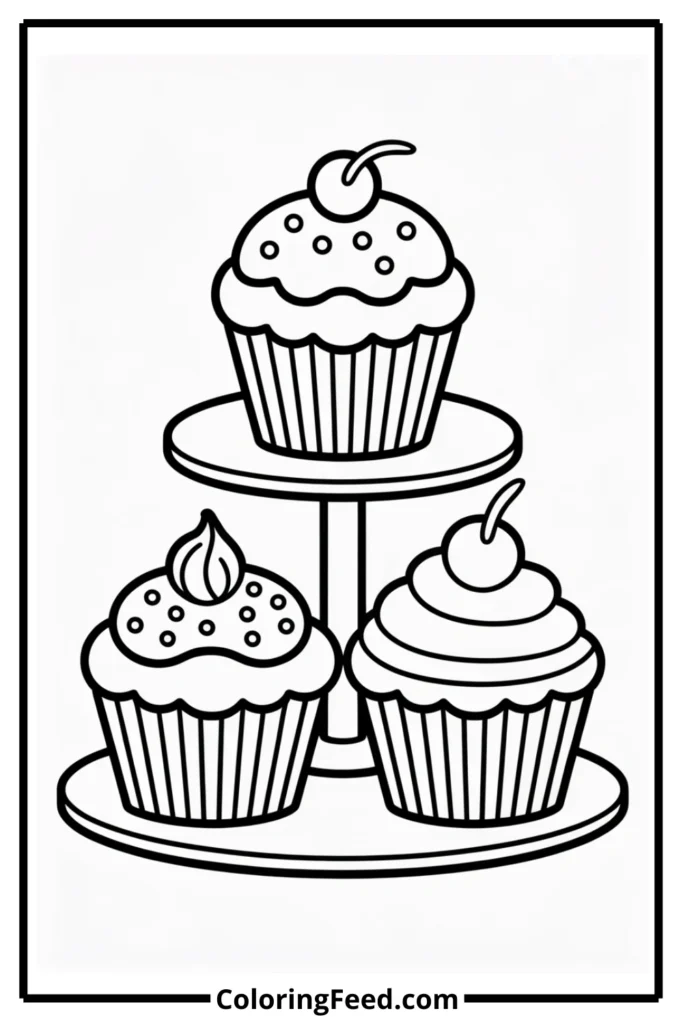 Cupcake Tower Coloring Pages