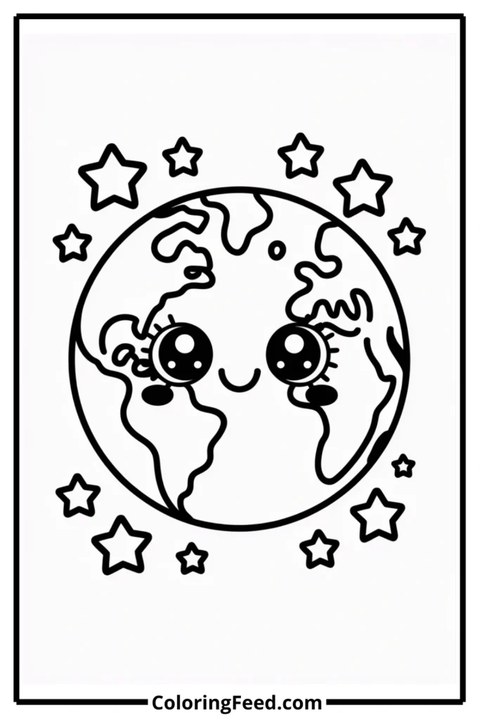 Cute Smiling Earth Coloring Pages