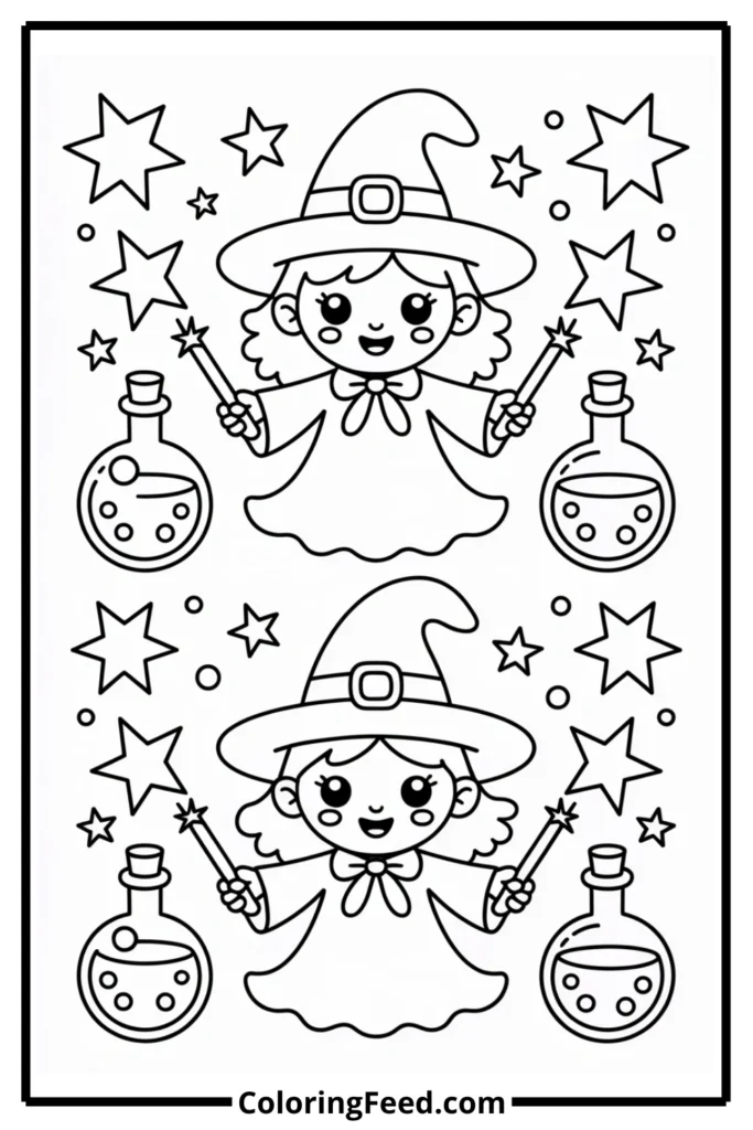 Cute Witches Coloring Pages