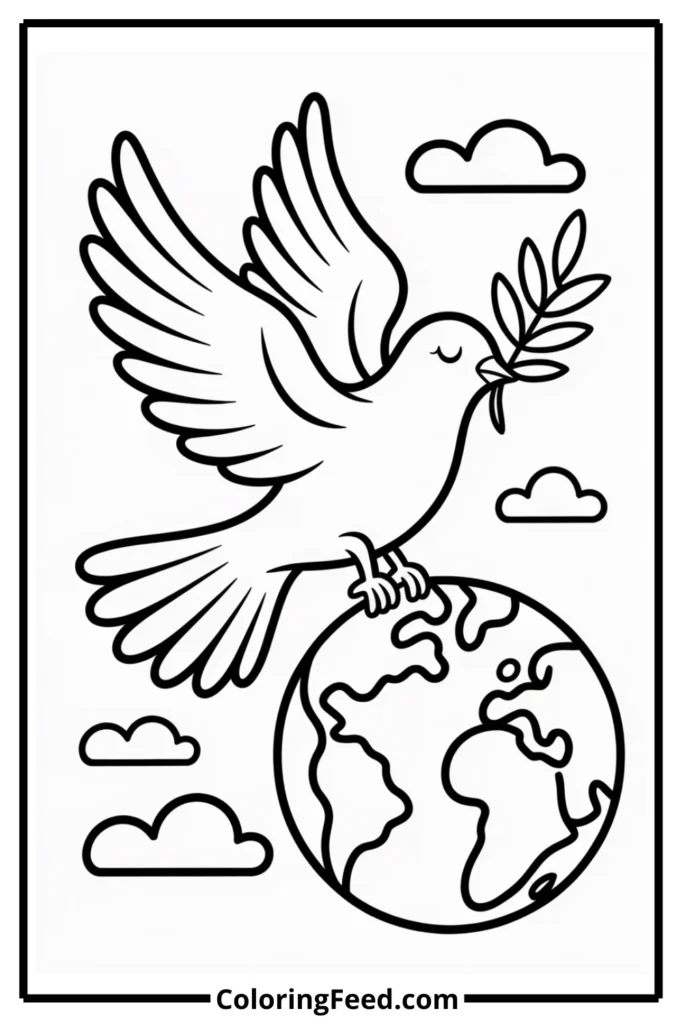 Earth and Peace Dove Coloring Pages