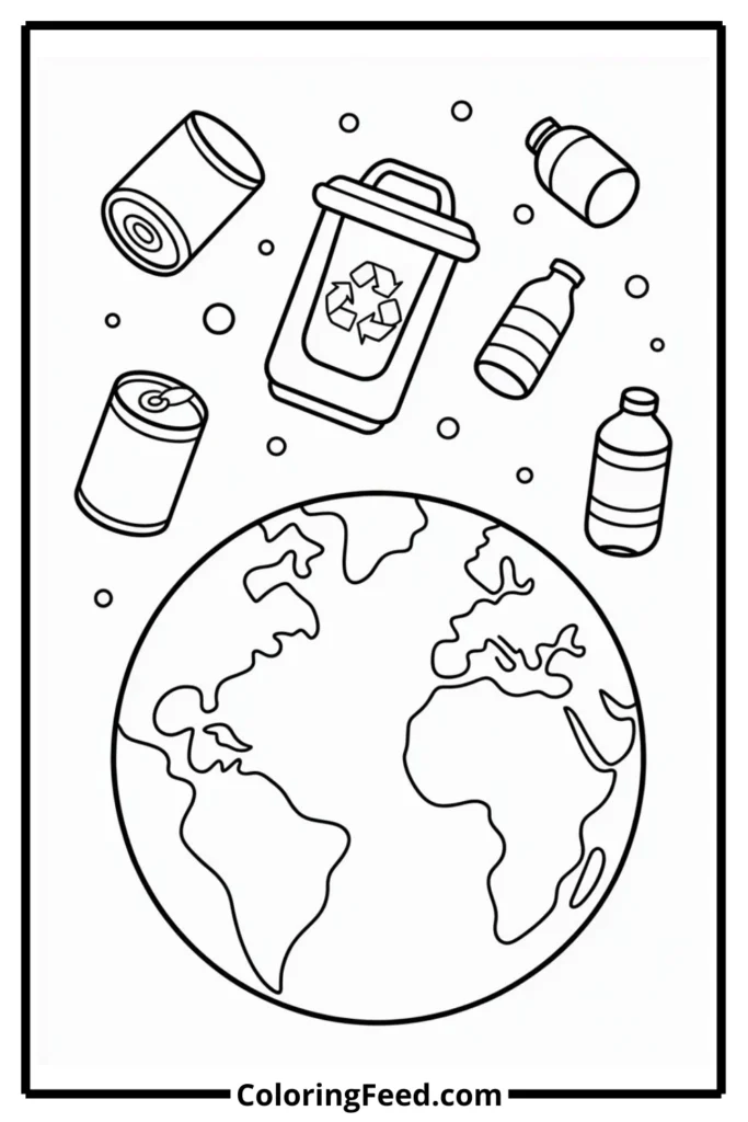 Earth and Recycling Coloring Pages