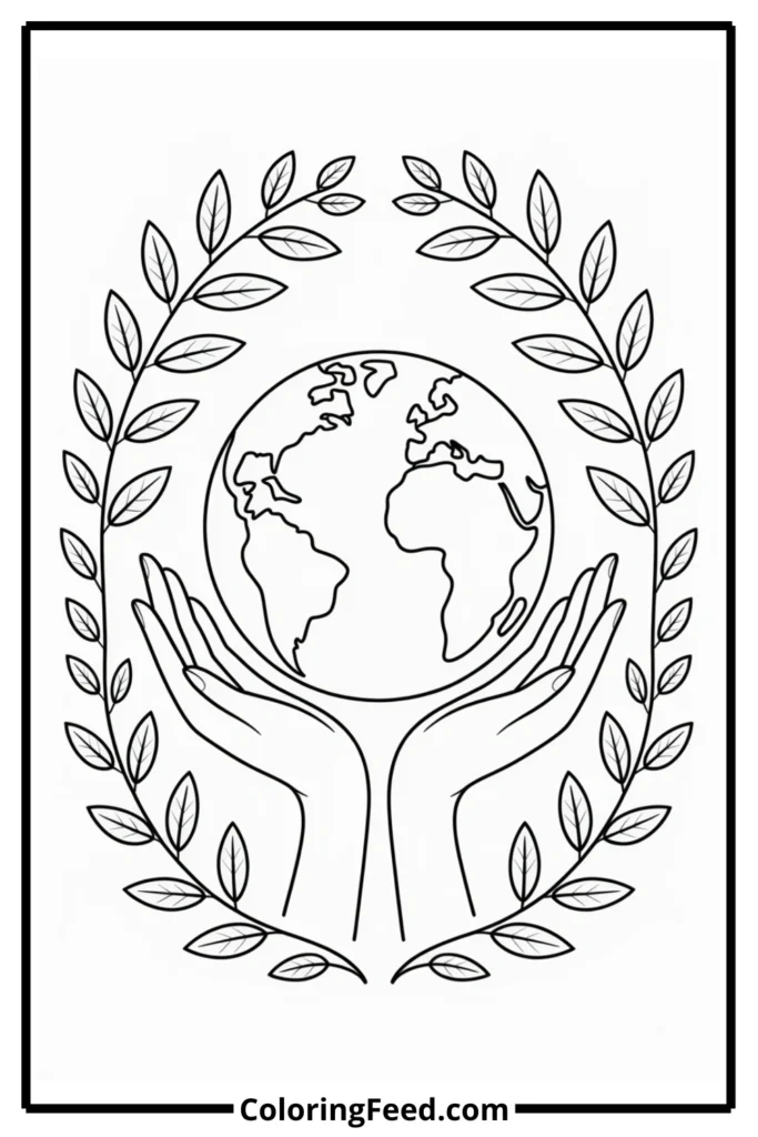 Earth in Hands Coloring Pages