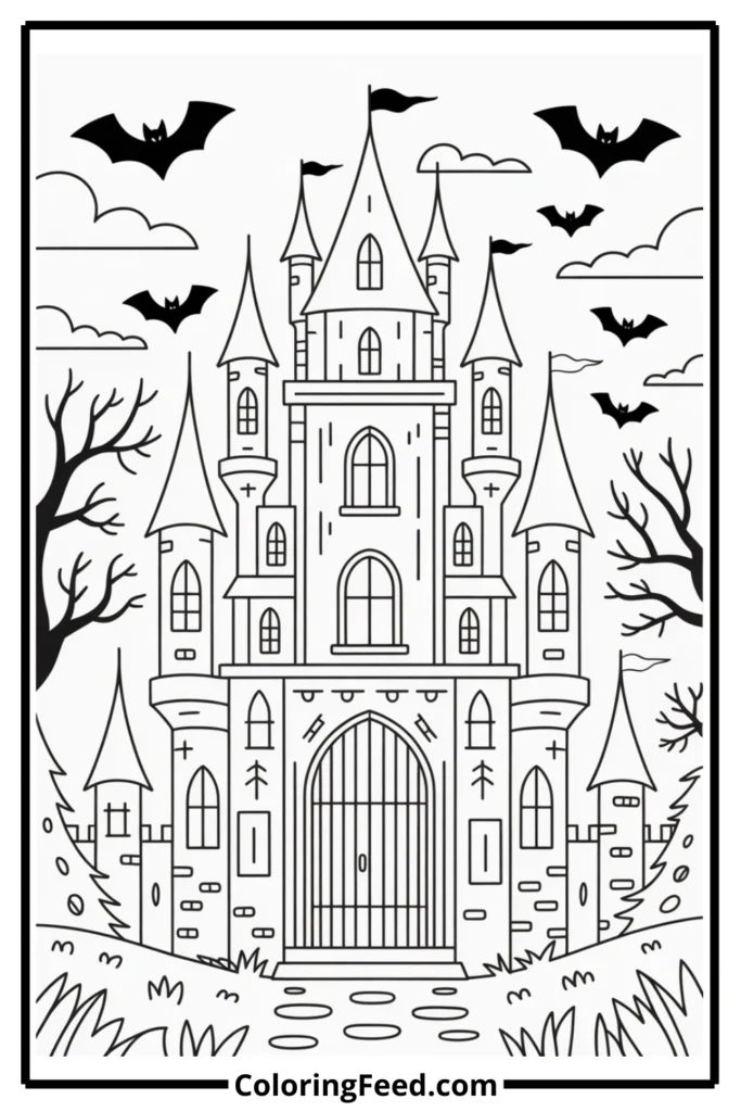 Gothic Castle Coloring Page