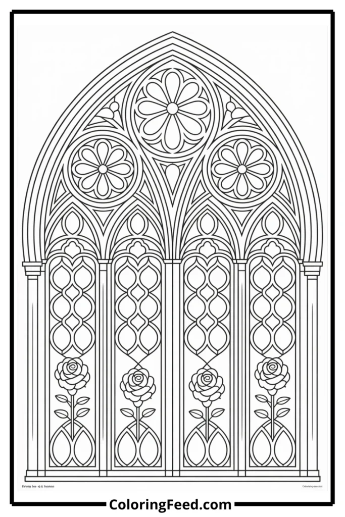 Gothic Cathedral Window Coloring Page