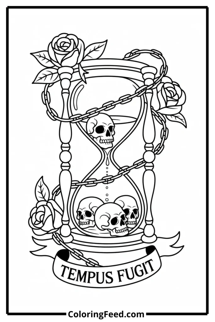 Gothic Hourglass Coloring Page