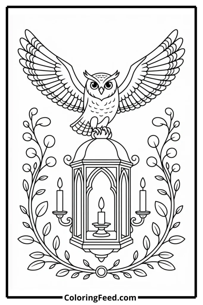 Gothic Owl Coloring Page