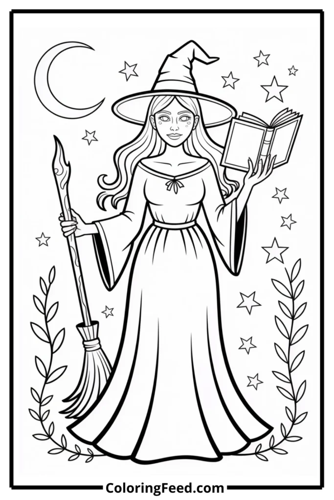 Gothic Witch Coloring Page