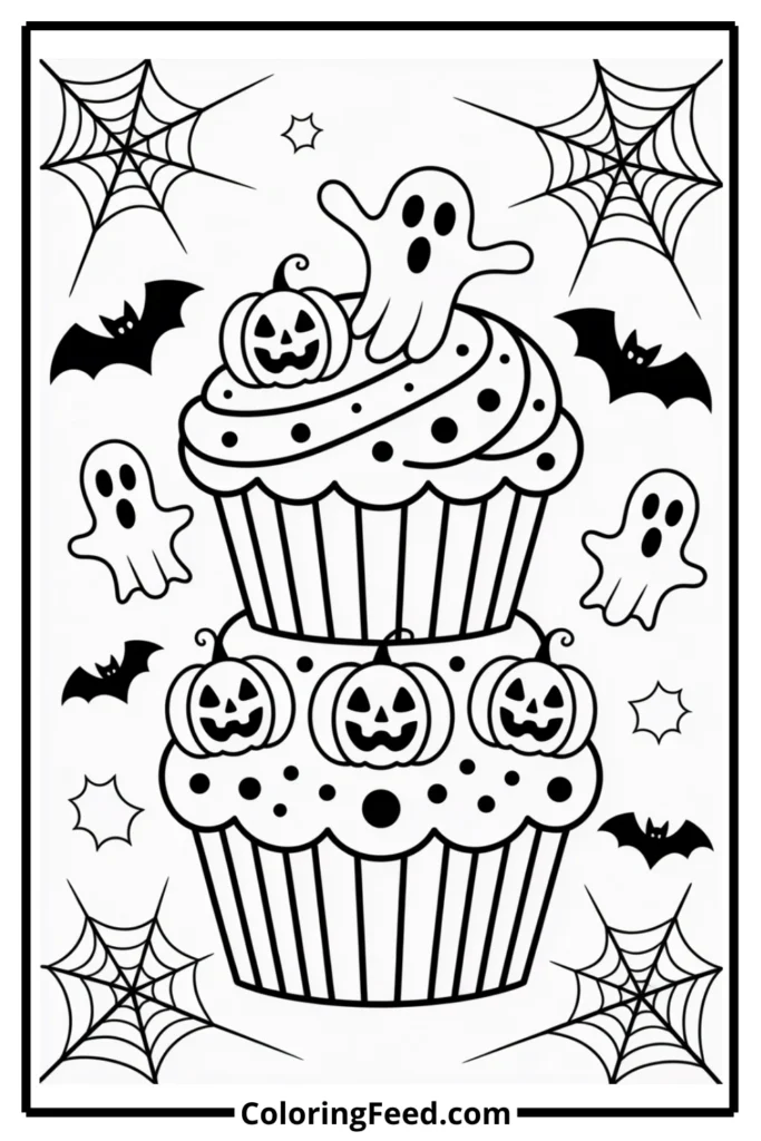 Halloween Cupcakes Coloring Pages