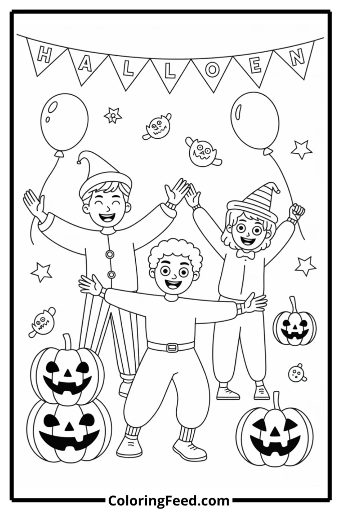 Halloween Party Coloring Pages