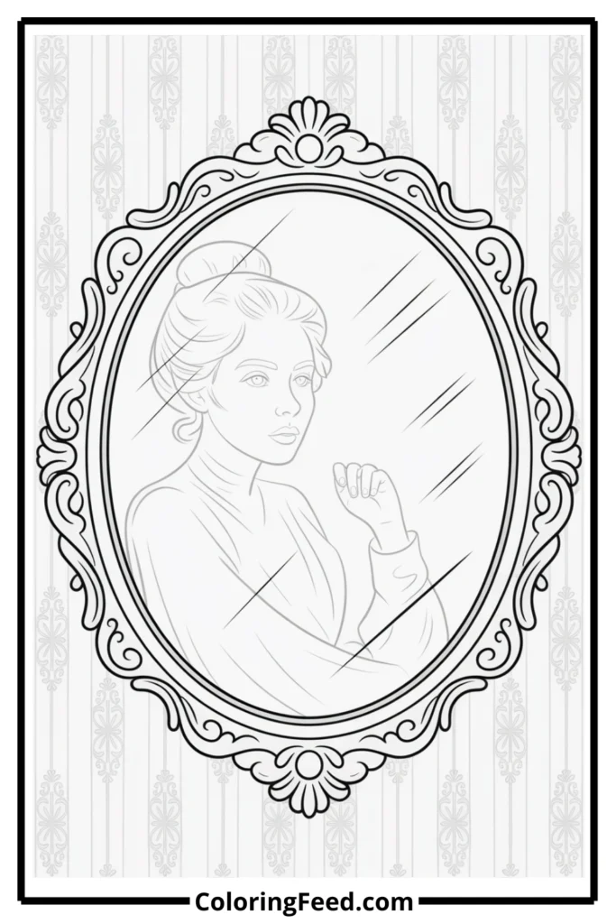 Haunted Mirror Coloring Page