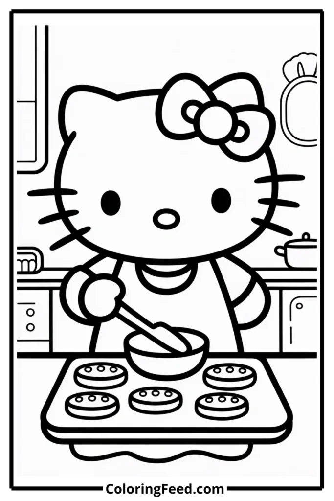 Hello Kitty Cooking Coloring Pages