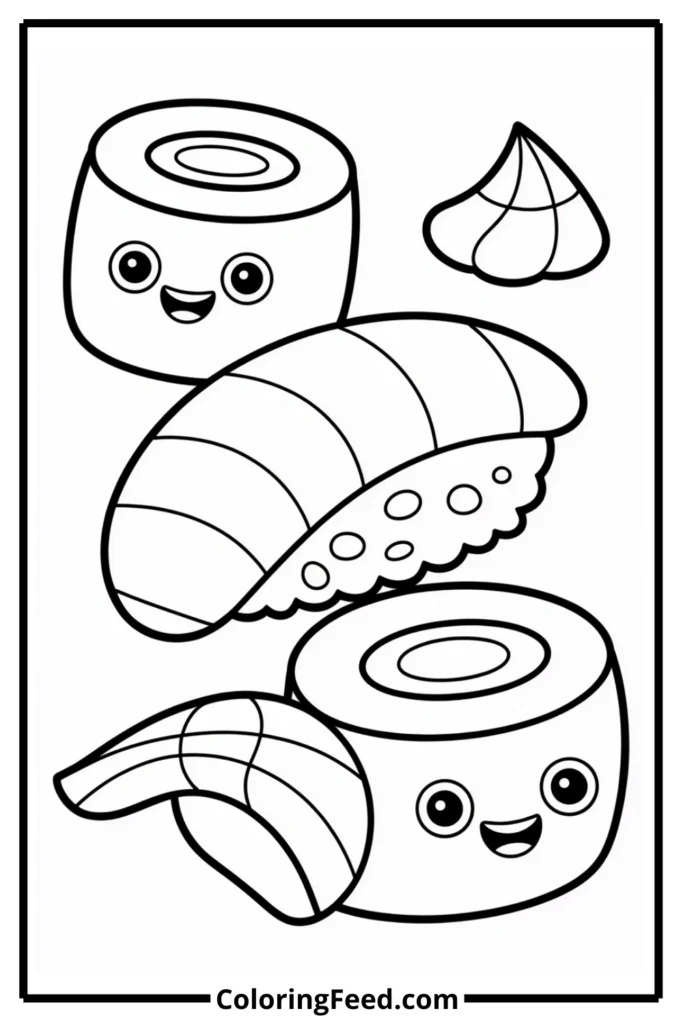 Kawaii Sushi Coloring Pages