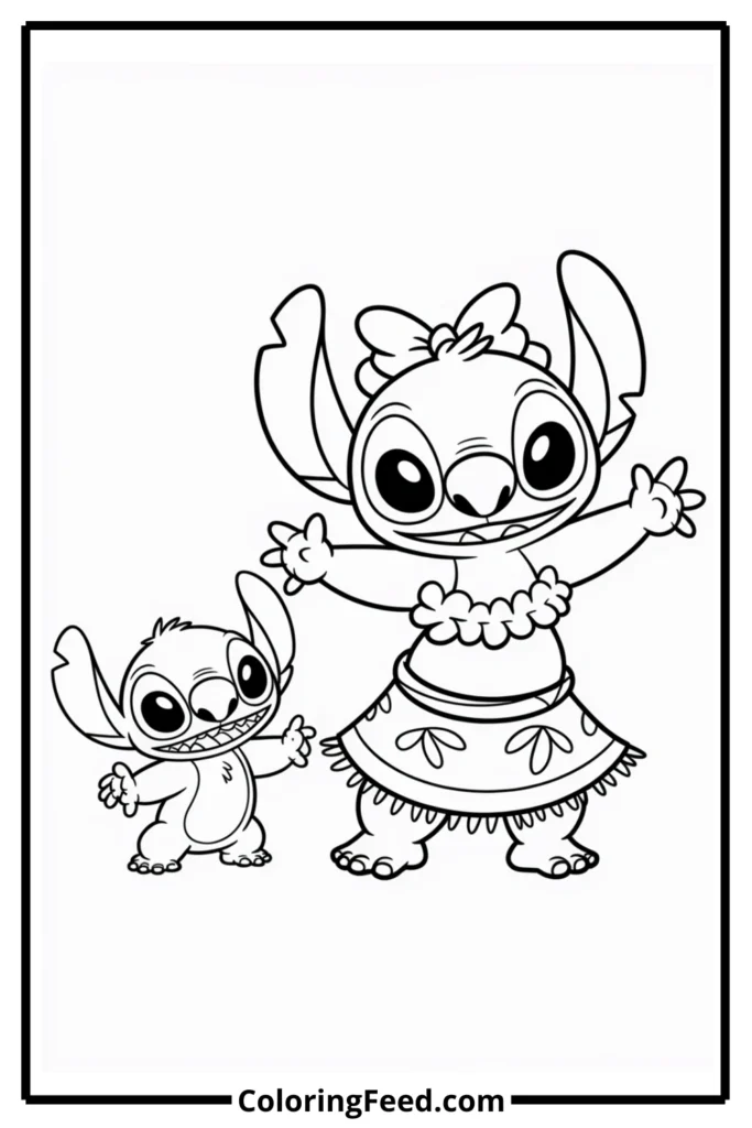 Lilo & Stitch Dancing Coloring Pages