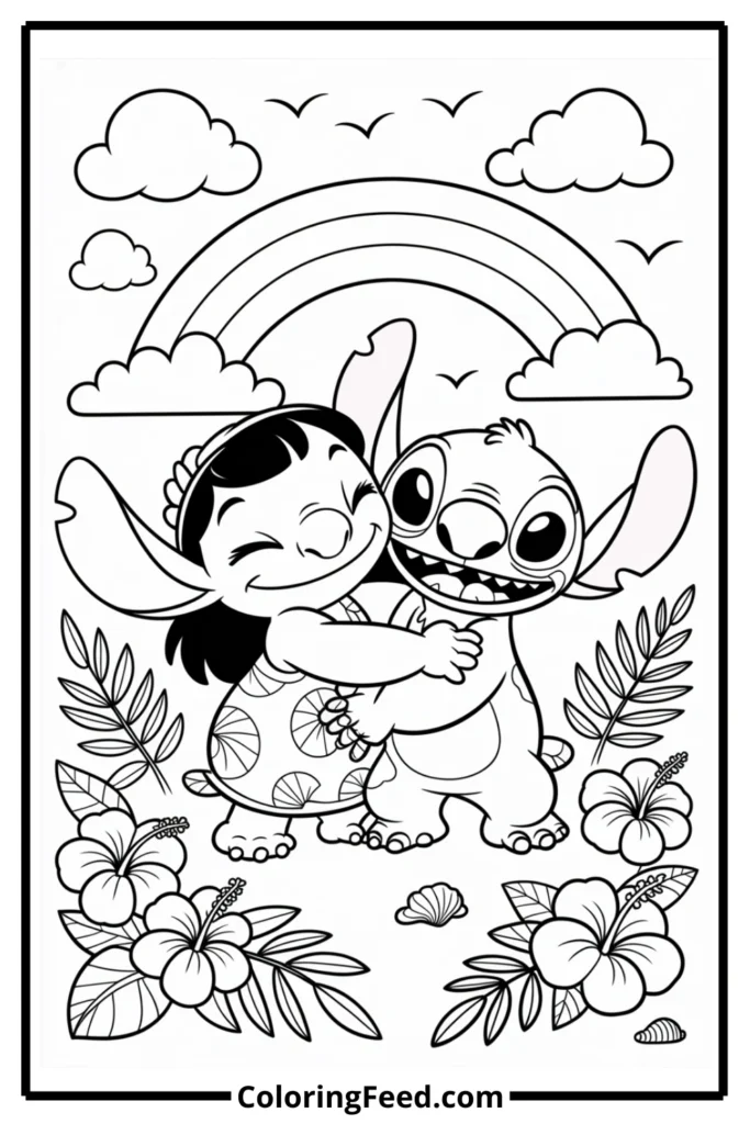 Lilo & Stitch Hug Coloring Pages