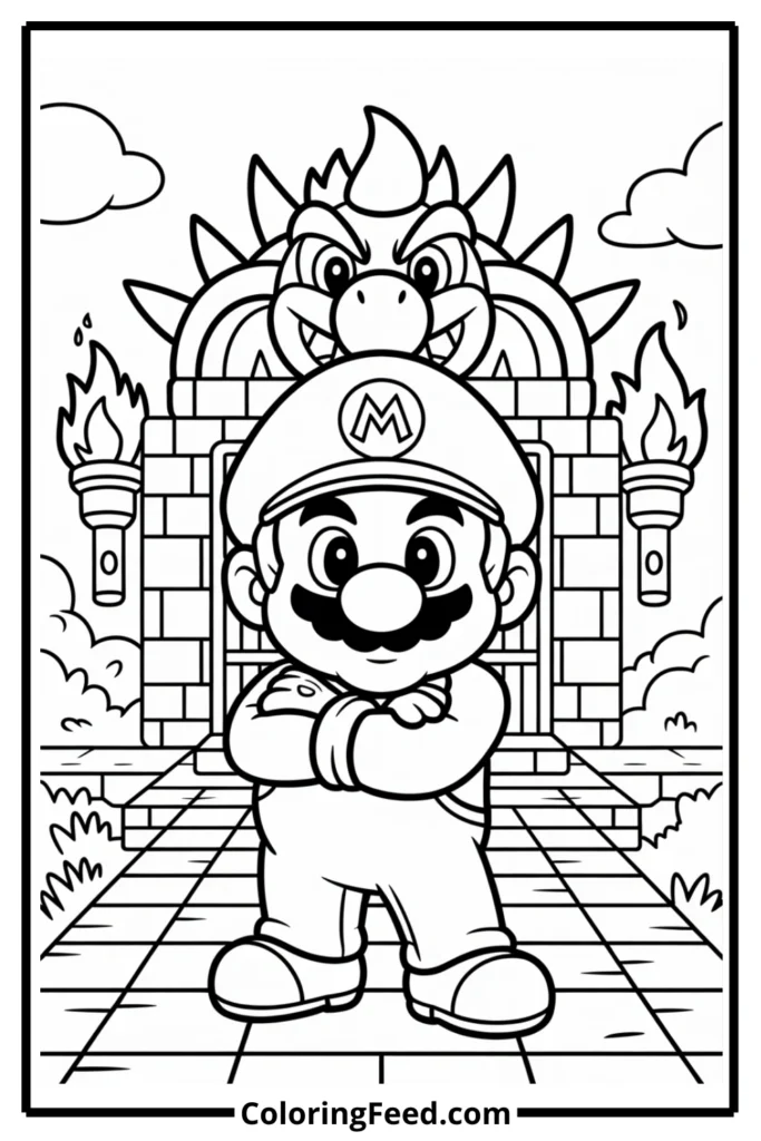 Mario Castle Adventure Coloring Page