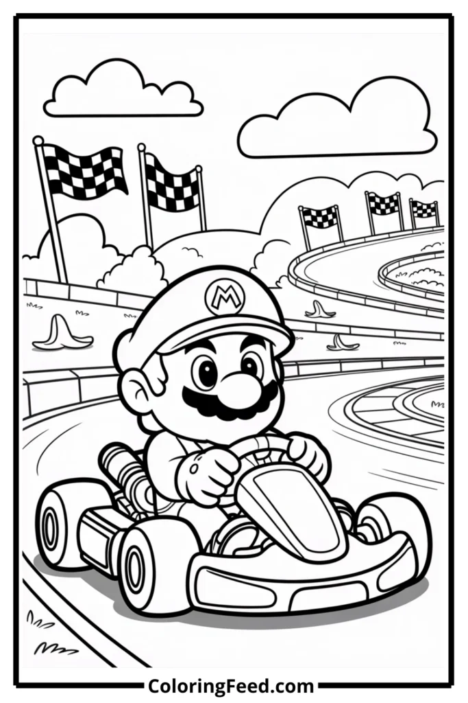 Mario Kart Race Coloring Page