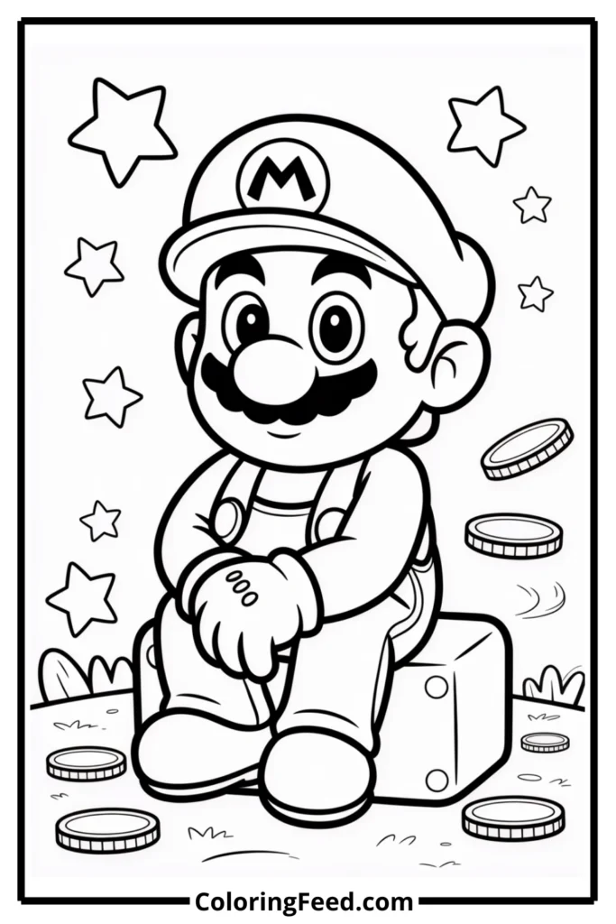 Mario Sitting Coloring Page