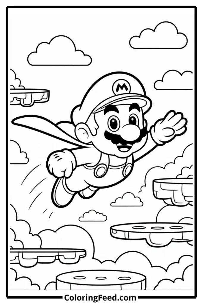 Mario with Cape Coloring Page
