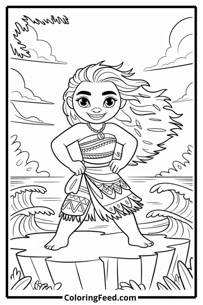 Moana Cliffside View Coloring Page