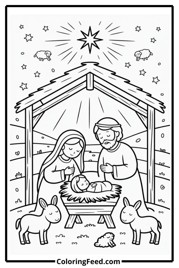 Nativity Scene Coloring Pages