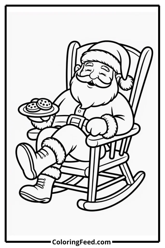 Santa Sleeping in Chair Coloring Pages