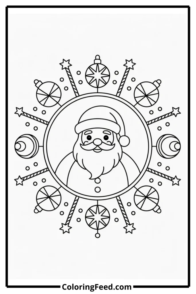 Santa and Christmas Mandala Coloring Pages