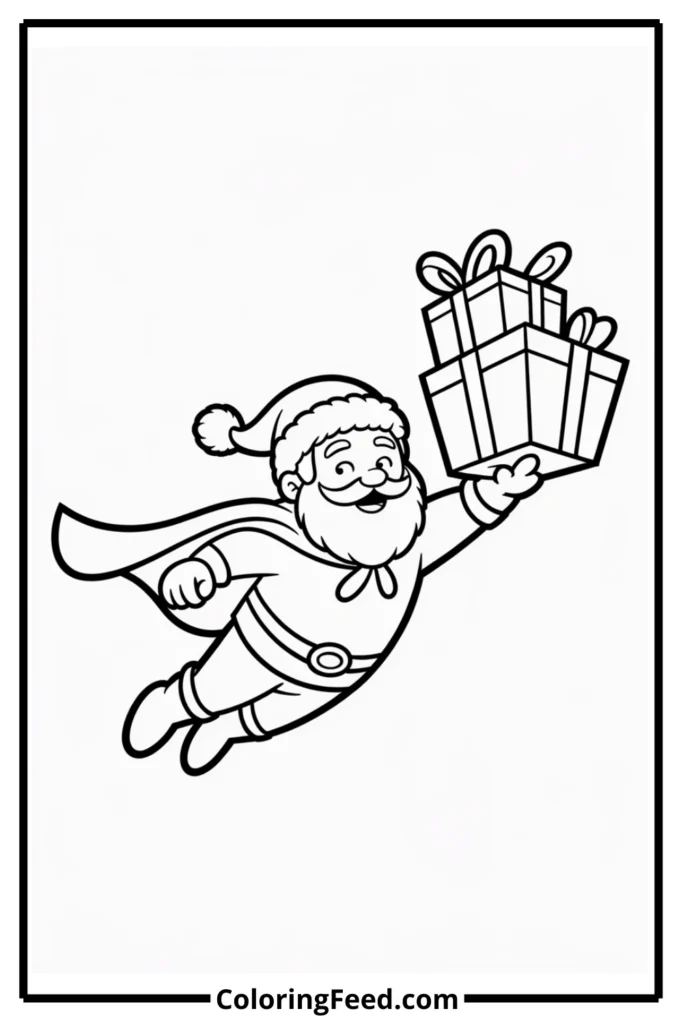 Santa as Superhero Coloring Pages