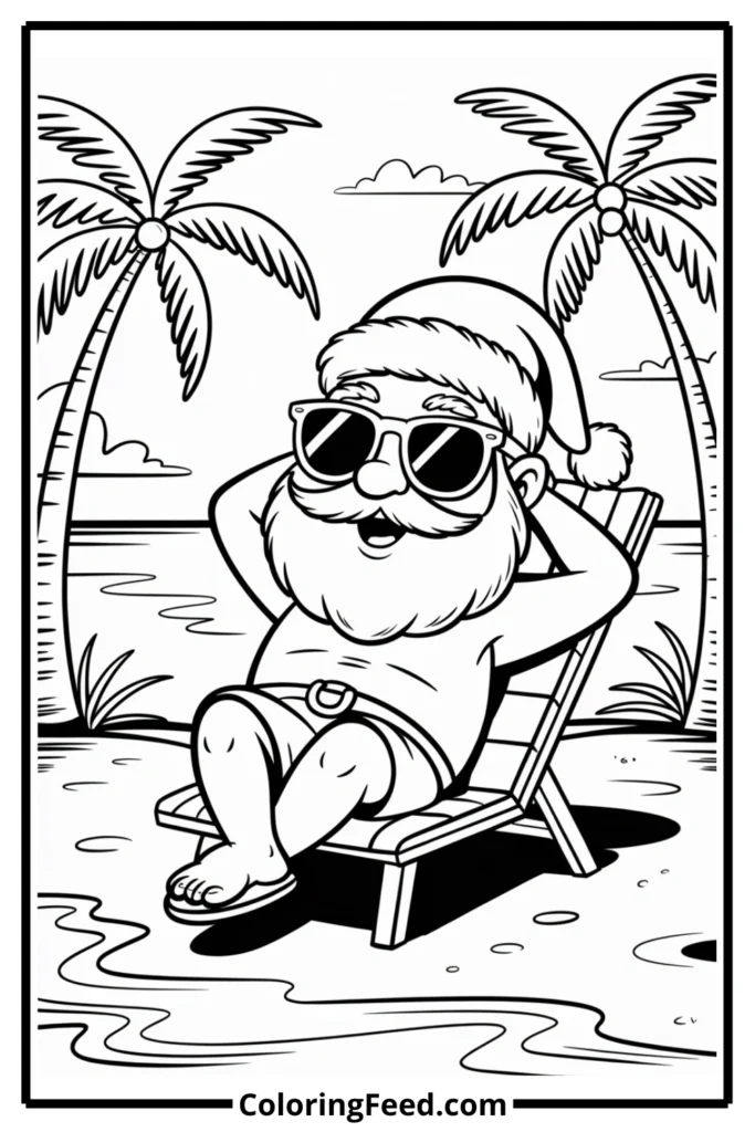 Santa on Vacation Coloring Pages