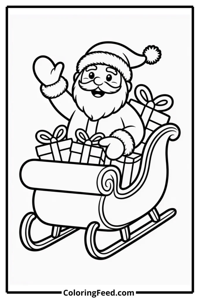 Santa with Sleigh Full of Toys Coloring Pages