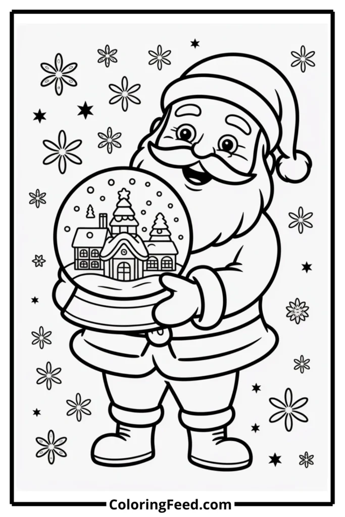 Santa with Snow Globe Coloring Pages