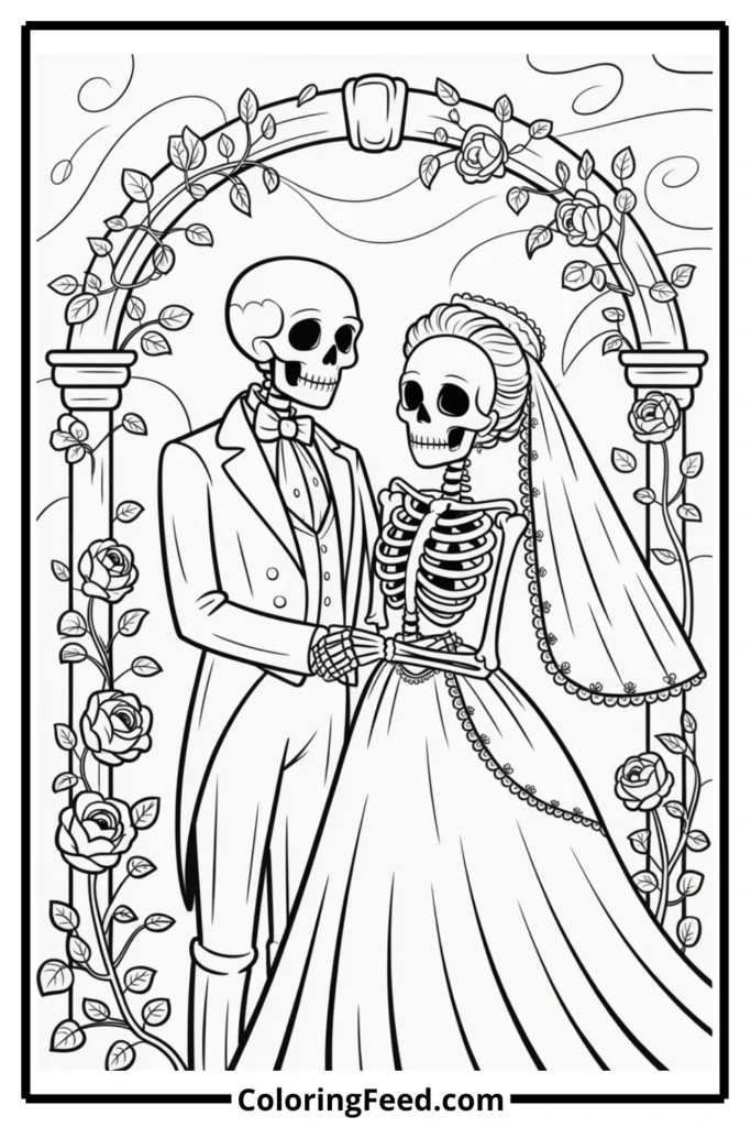 Skeleton Couple Coloring Page
