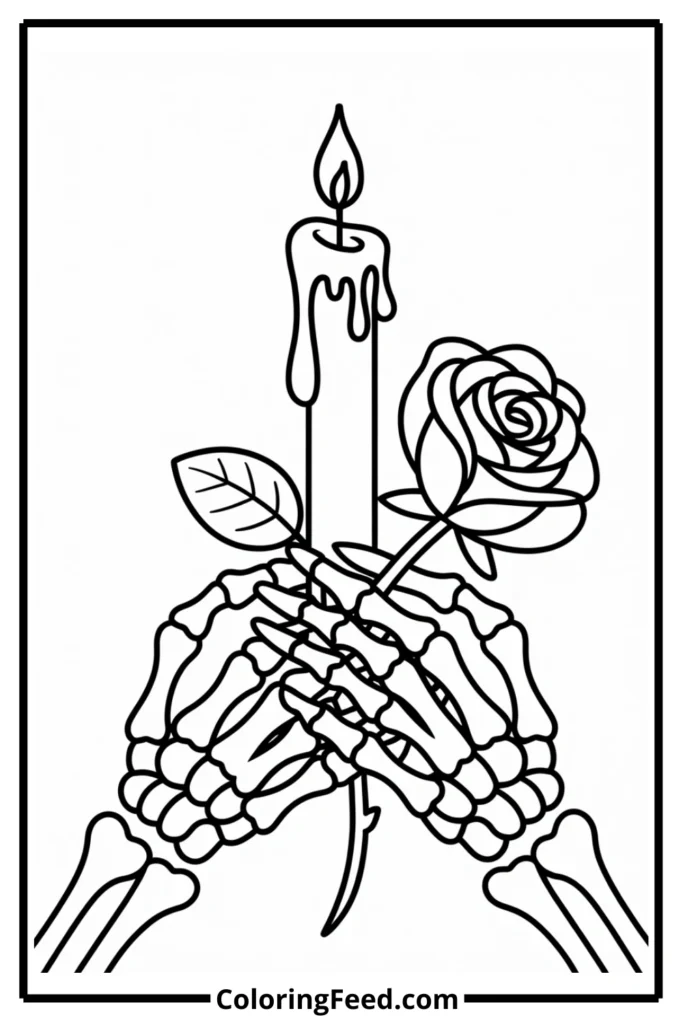 Skeleton Hands Coloring Page