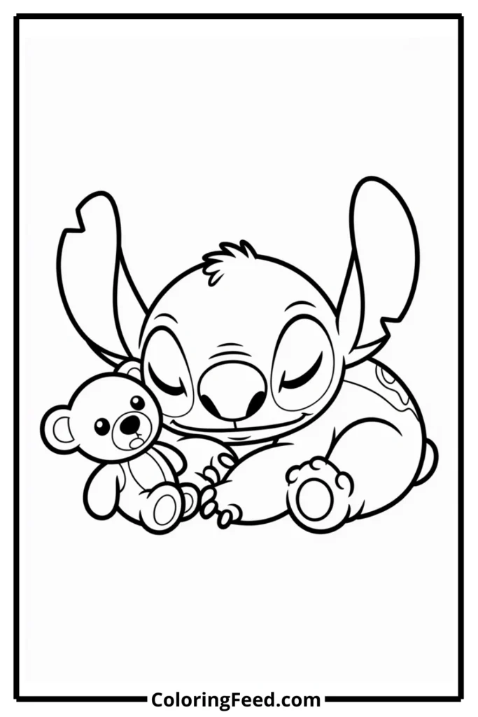 Stitch Sleeping Coloring Pages