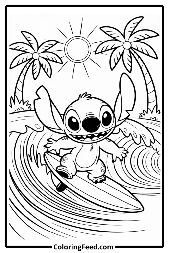 Stitch Surfing Coloring Pages