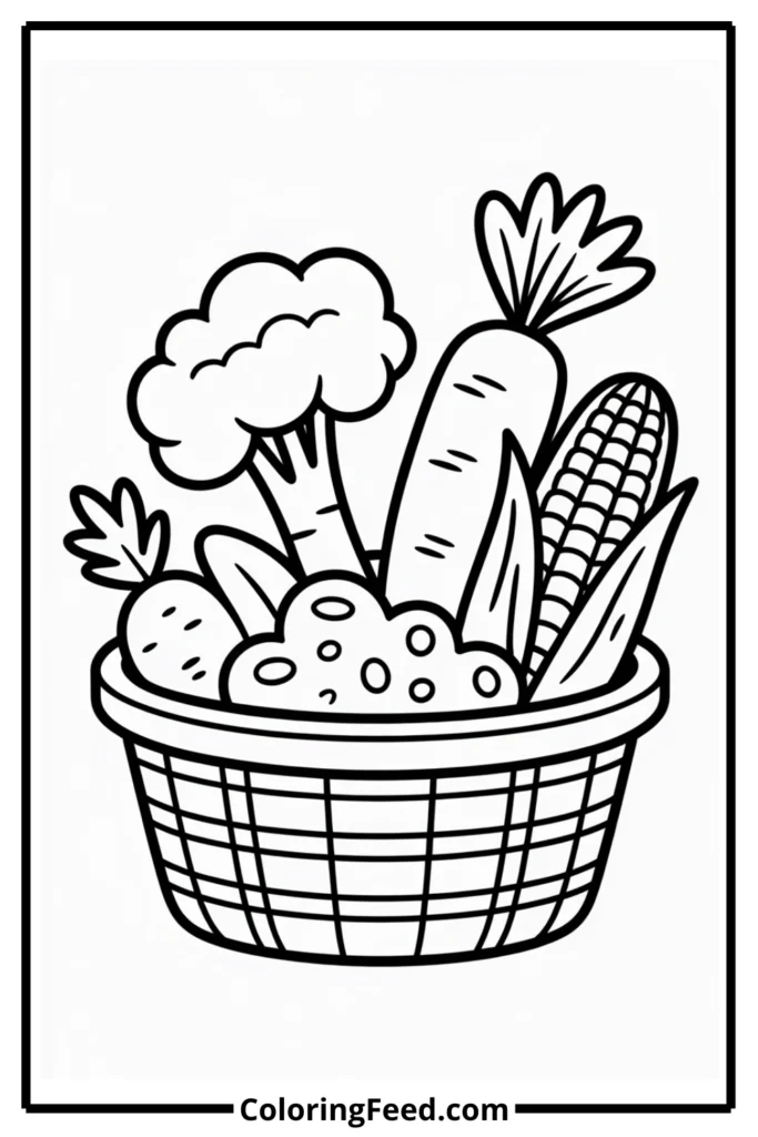 Vegetable Basket Coloring Pages