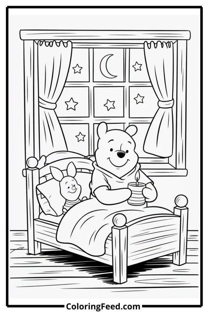 Winnie the Pooh Bedtime Coloring Page