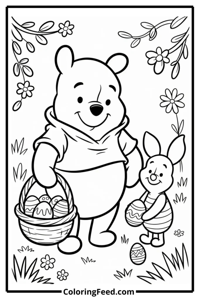 Winnie the Pooh Easter Coloring Page