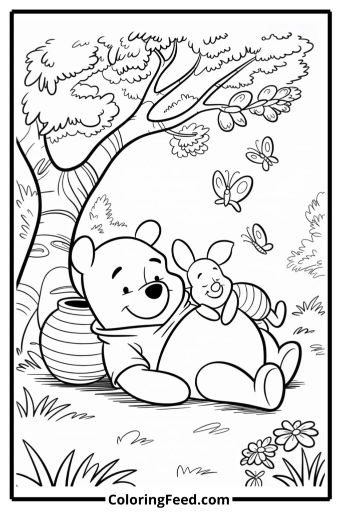 Winnie the Pooh Nap Time Coloring Page