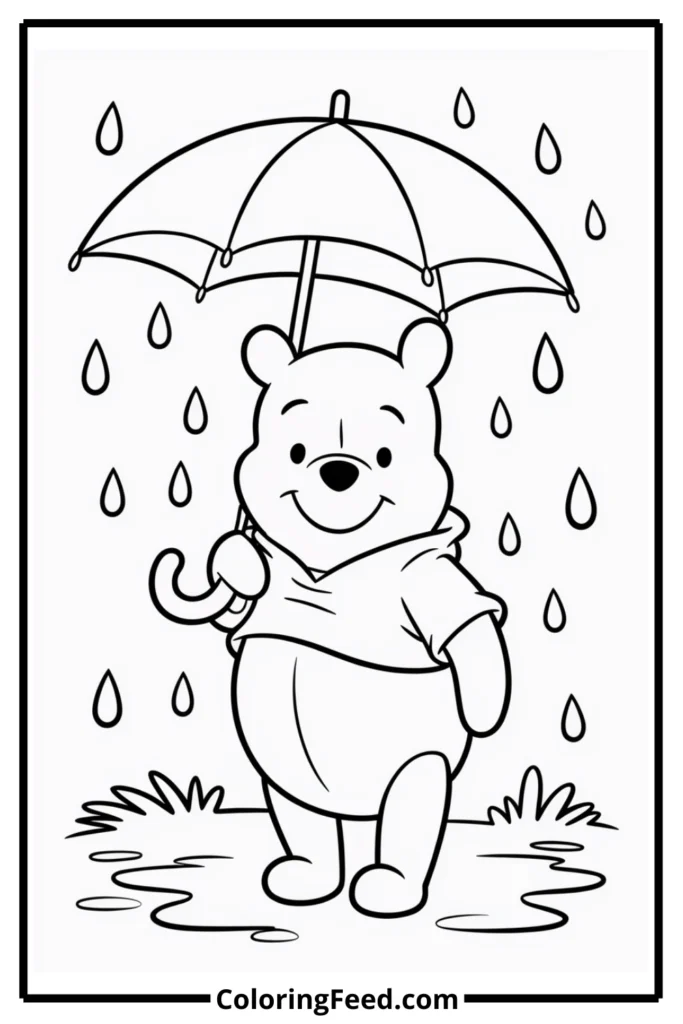 Winnie the Pooh Rainy Day Coloring Page