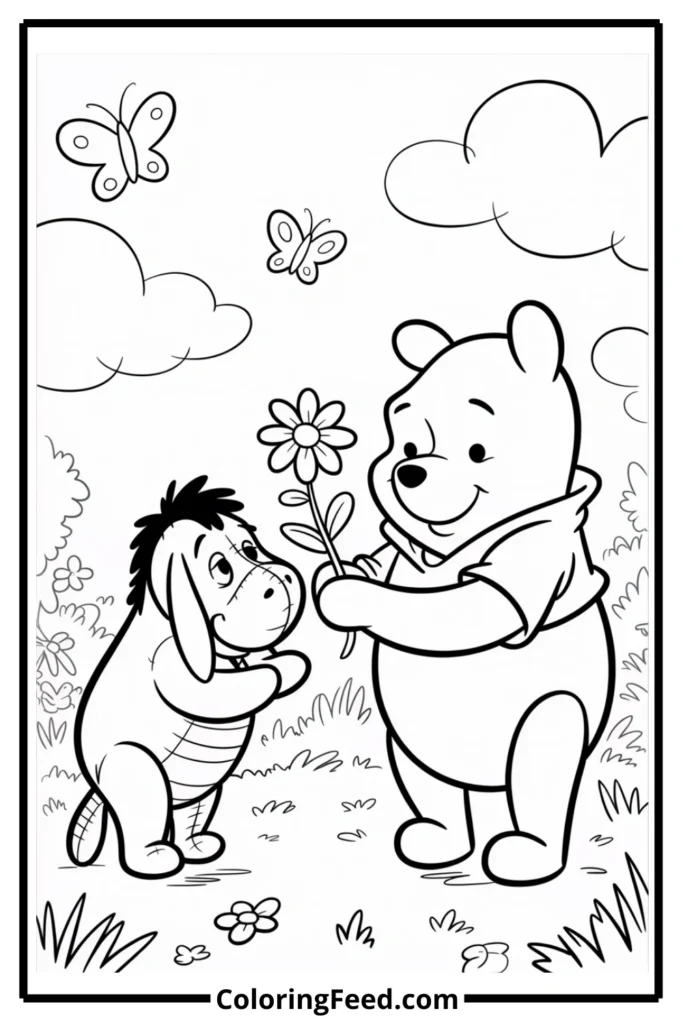 Winnie the Pooh and Eeyore Coloring Page