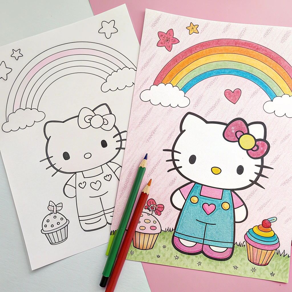 HELLO KITTY COLORING PAGES