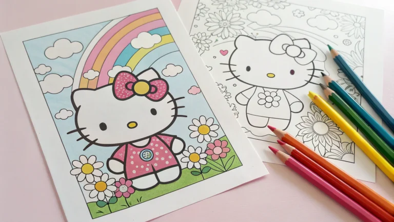 HELLO KITTY COLORING PAGES