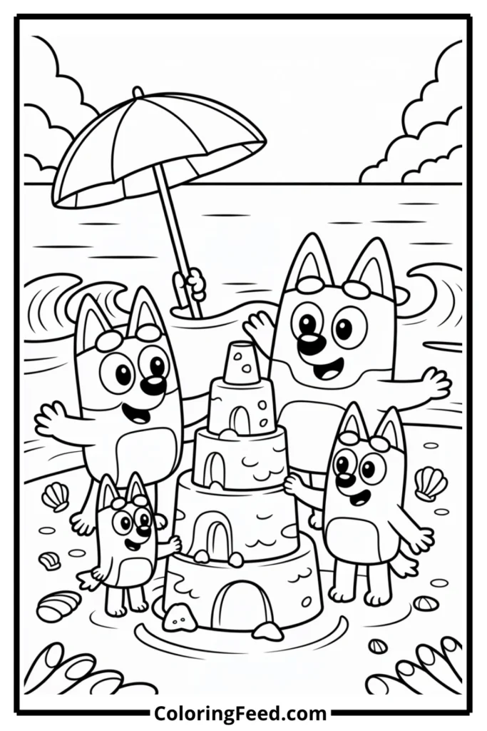 Bluey and Bingo Beach Day Coloring Pages