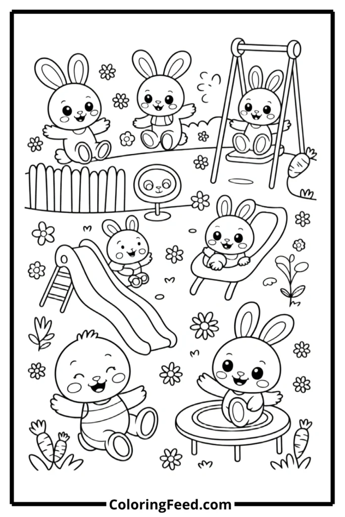 Bunny Playground Coloring Pages