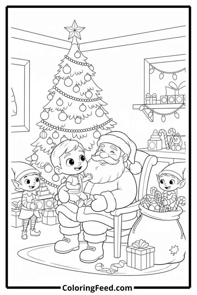 Cocomelon JJ Visiting Santa Coloring Page
