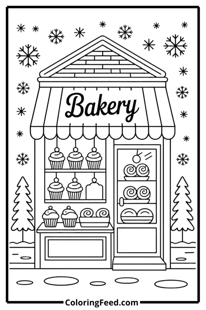 Cozy Bakery Window Coloring Pages