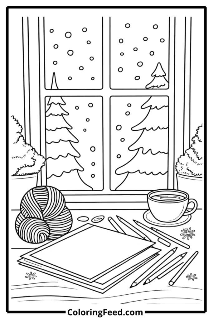 Cozy Crafting Afternoon Coloring Pages