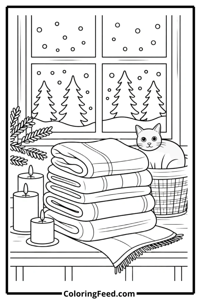 Cozy Laundry by Candlelight Coloring Pages